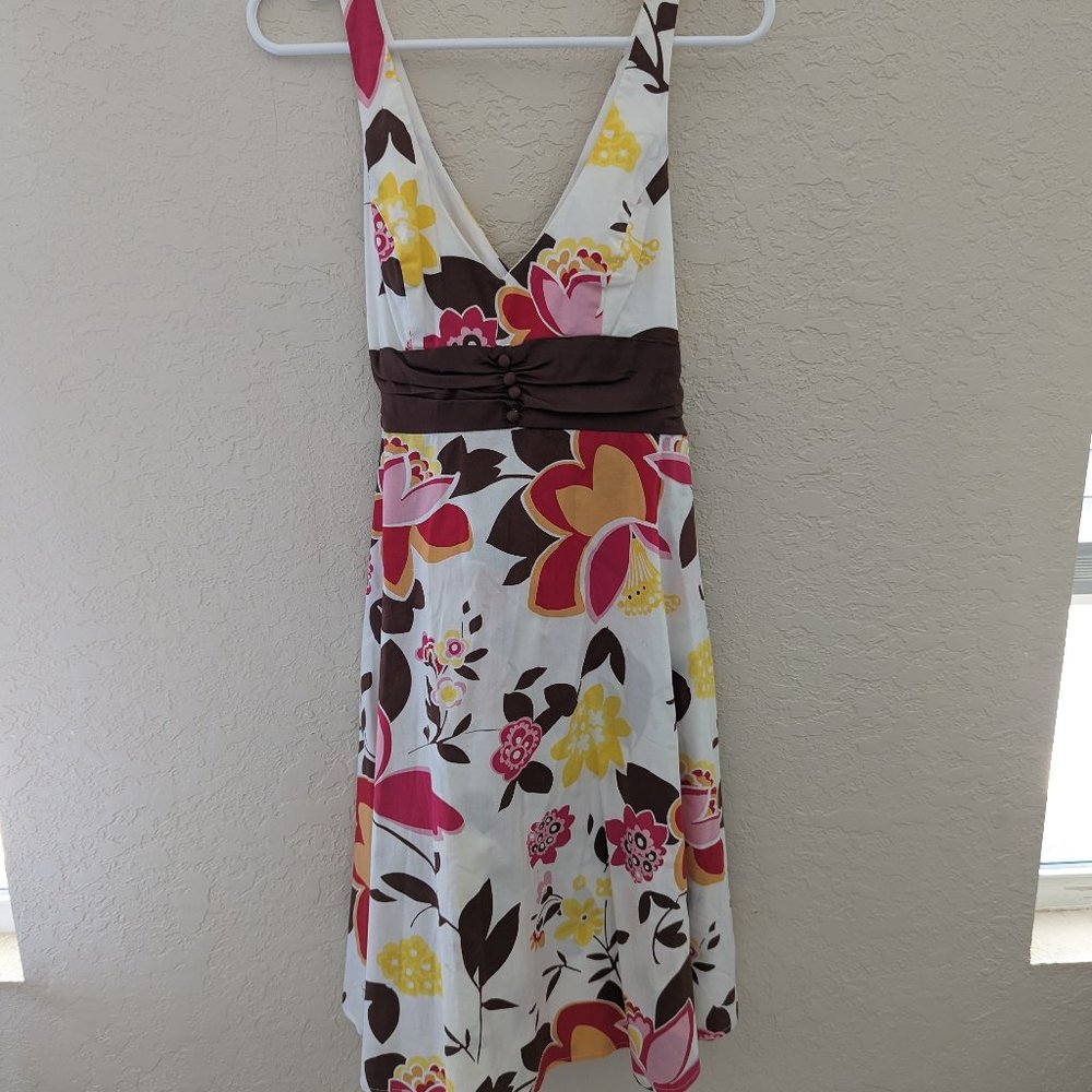 B. Smart Floral Halter Dress Cotton Waist Tie 90's Size 8